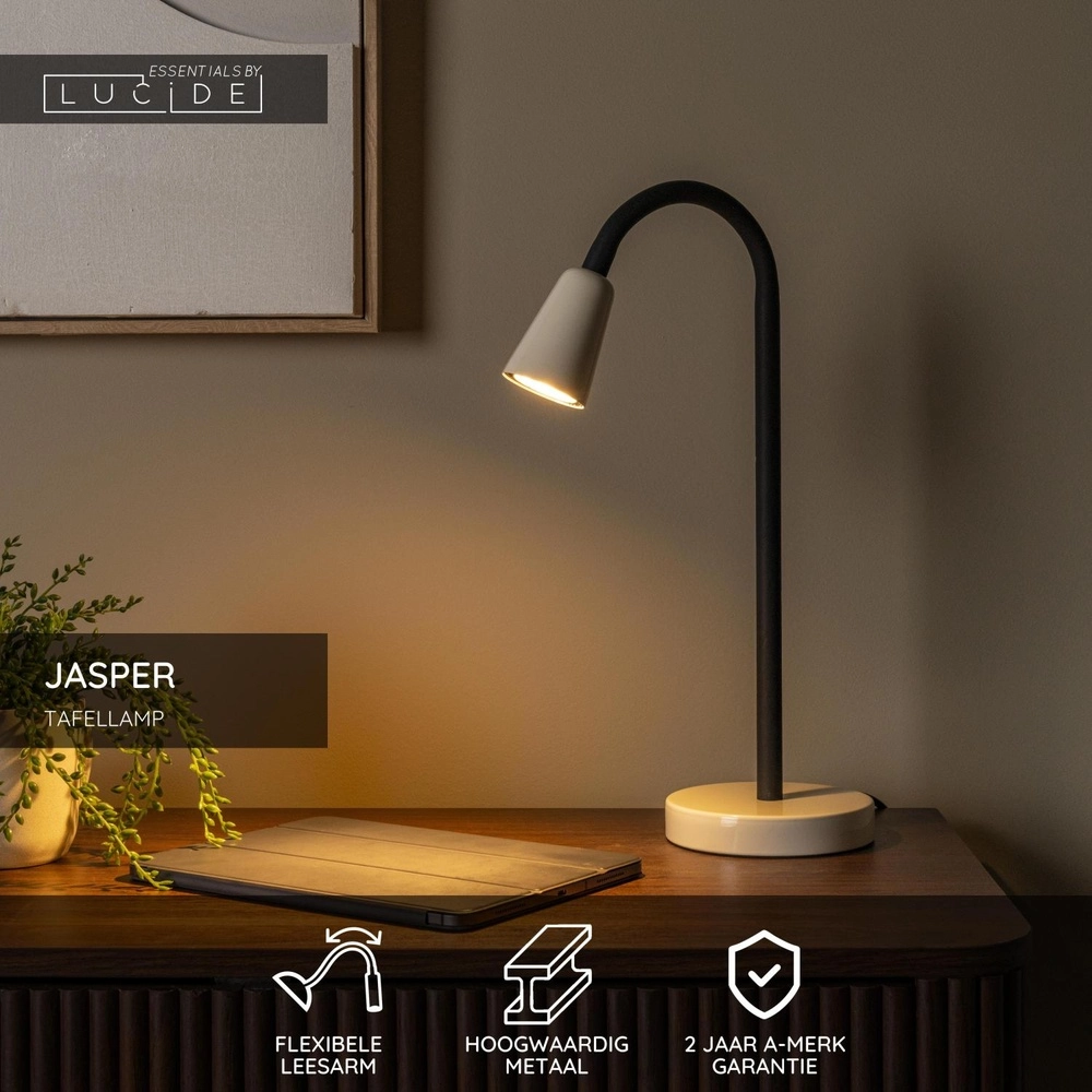 Desk lamp Jasper sand brown Lucide 5411212650306