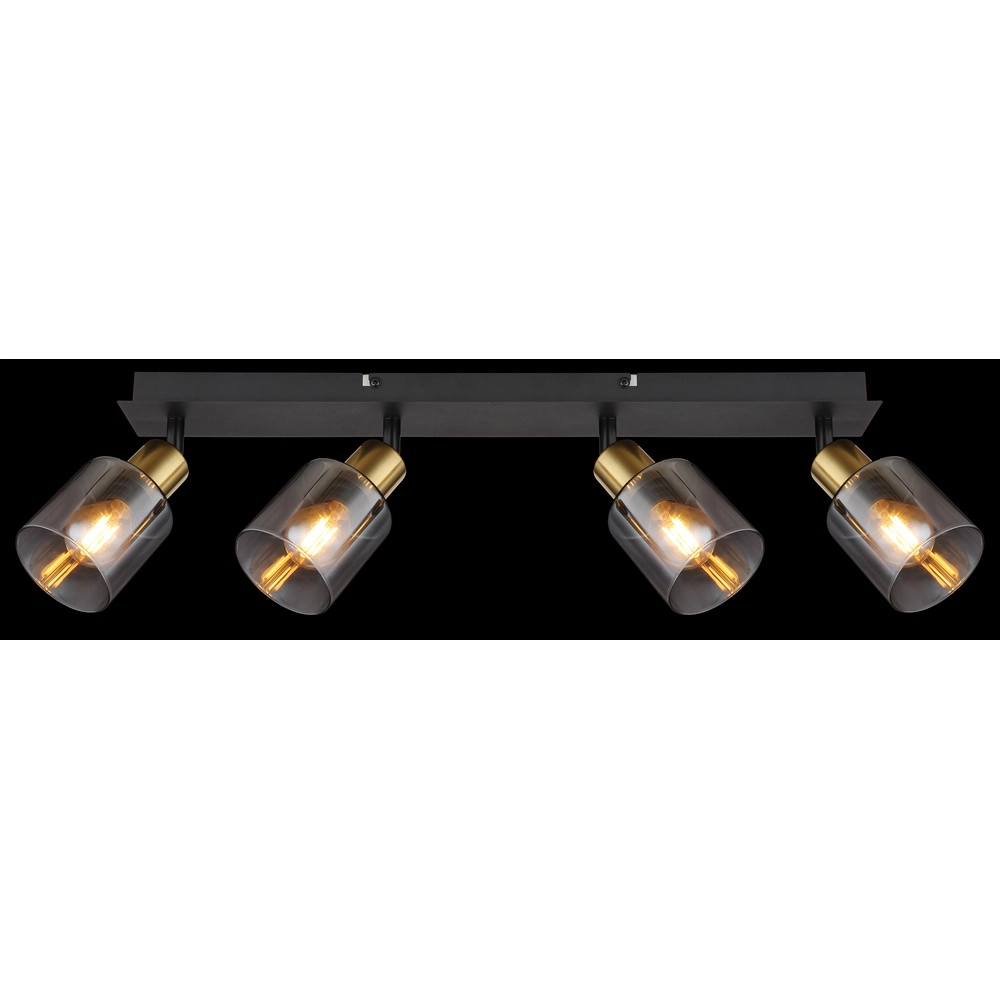4-light ceiling lamp Hollsy black with smoke glass Globo 9007371451852