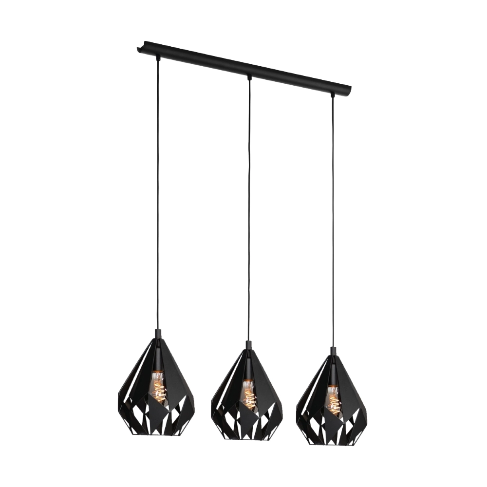 Black pendant lamp Carlton 5 3-light