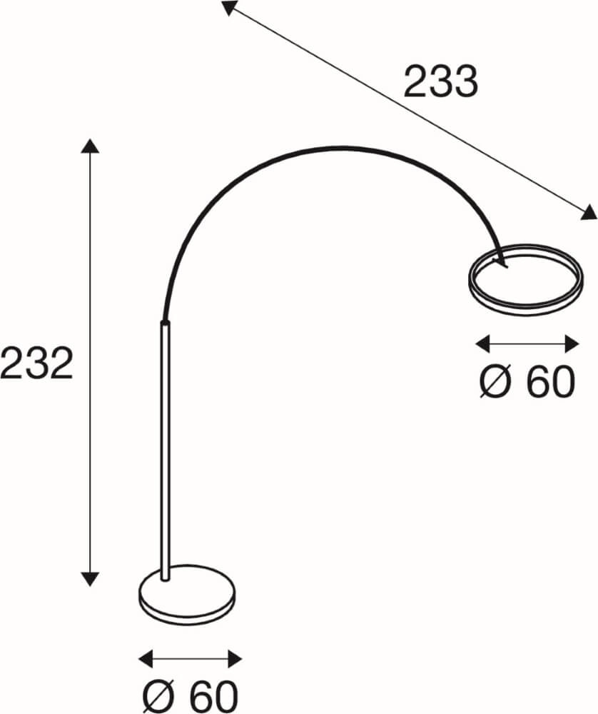Led arc lamp One Black with gold - 232cm SLV 4024163265560