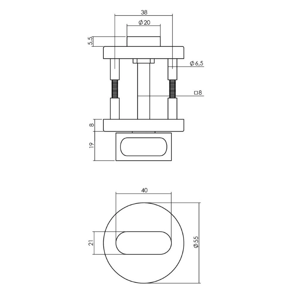 Toilet closure Tira with window aluminum black Intersteel 8714186492239