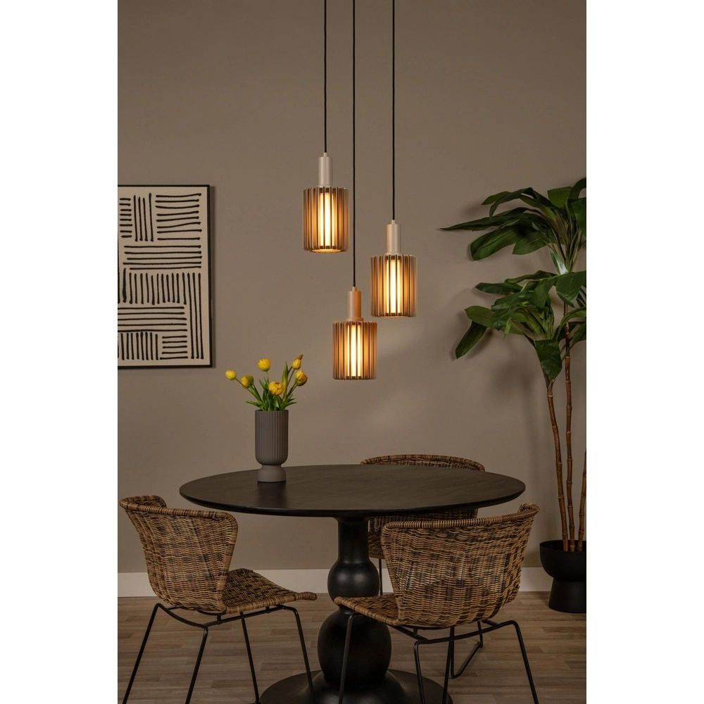 3-light pendant lamp Lambres taupe Lucide 5411212452917