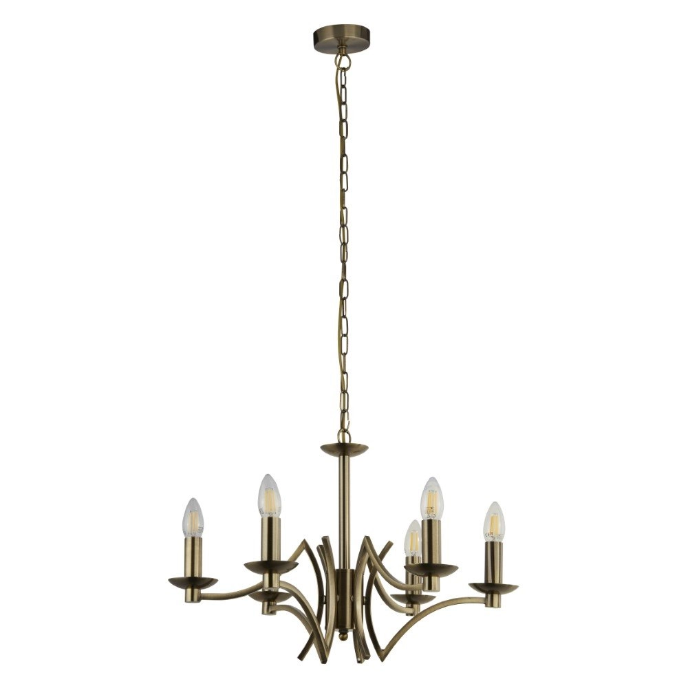 6-light chandelier Ascot brass mat Searchlight 5053423174204