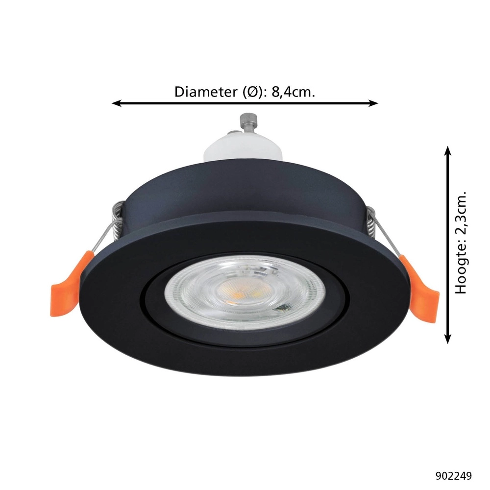 Recessed spotlight Barranco black Ø 8,4cm IP44 - 4000K Eglo 9008606359288