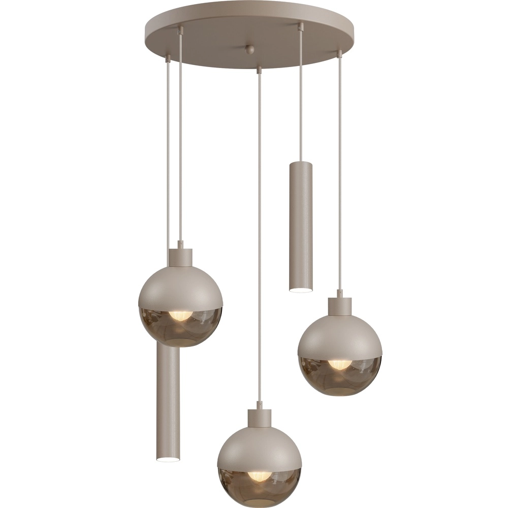 5-light pendant lamp Opera Ø 50cm beige terra