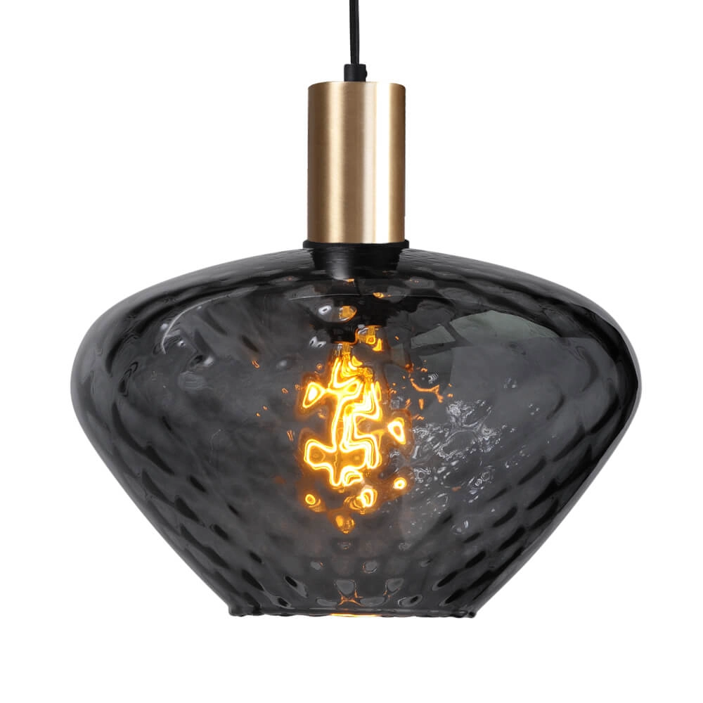 Hanging lamp gold Porto with Blossom smoke glass - Ø 30cm