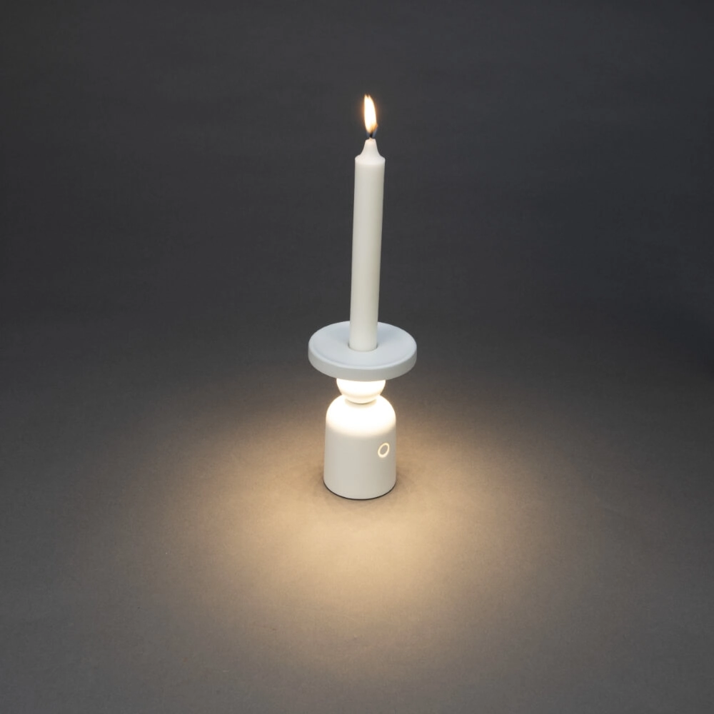 Rechargeable table lamp Nantes White for candle holder KonstSmide 7318307833256