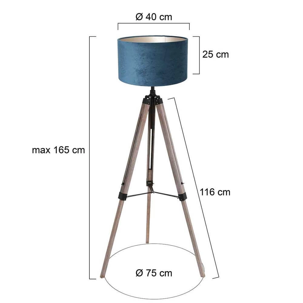 Tripod floor lamp Triek with blue hood Steinhauer 8712746176124