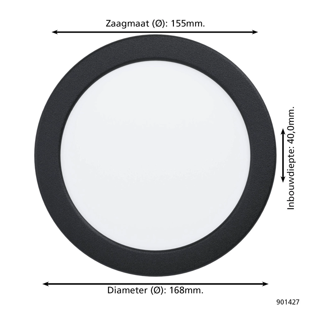IP44 recessed lamp Fueva 6-Z Zigbee - black - Ø 16.8cm Eglo 9008606330980