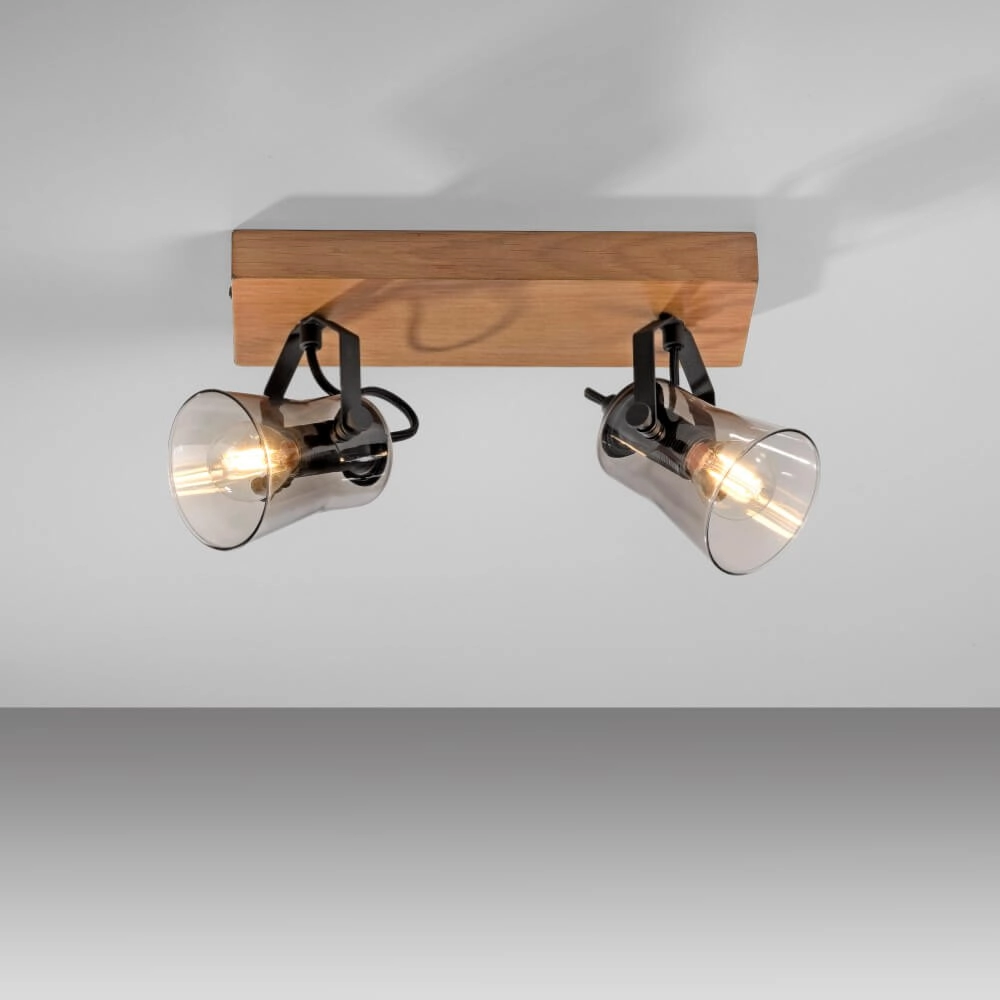 Ceiling lamp Green Langstrom wood 2-light Just Light 4043689994877