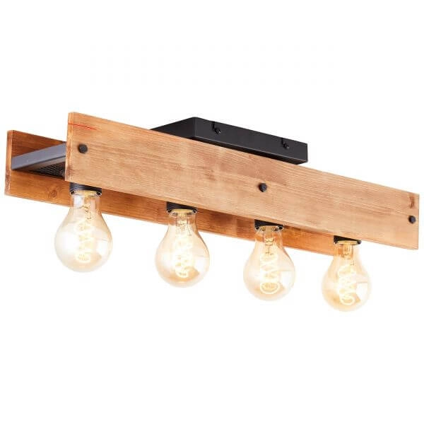 Ceiling light Calandra 4-light black with wood brown Brilliant 4004353394447