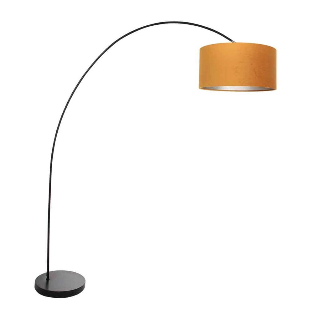 Arc lamp Solva black with golden hood