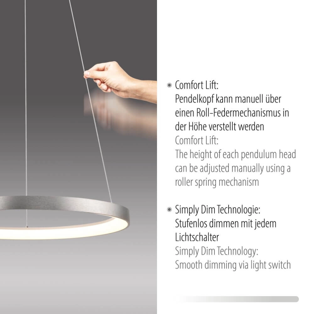 Round pendant lamp Hoop aluminium Paul Neuhaus 4012248384718