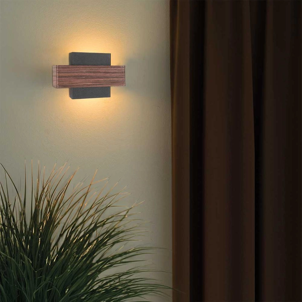 Wall lamp Muro black with wood M Steinhauer 8712746177756