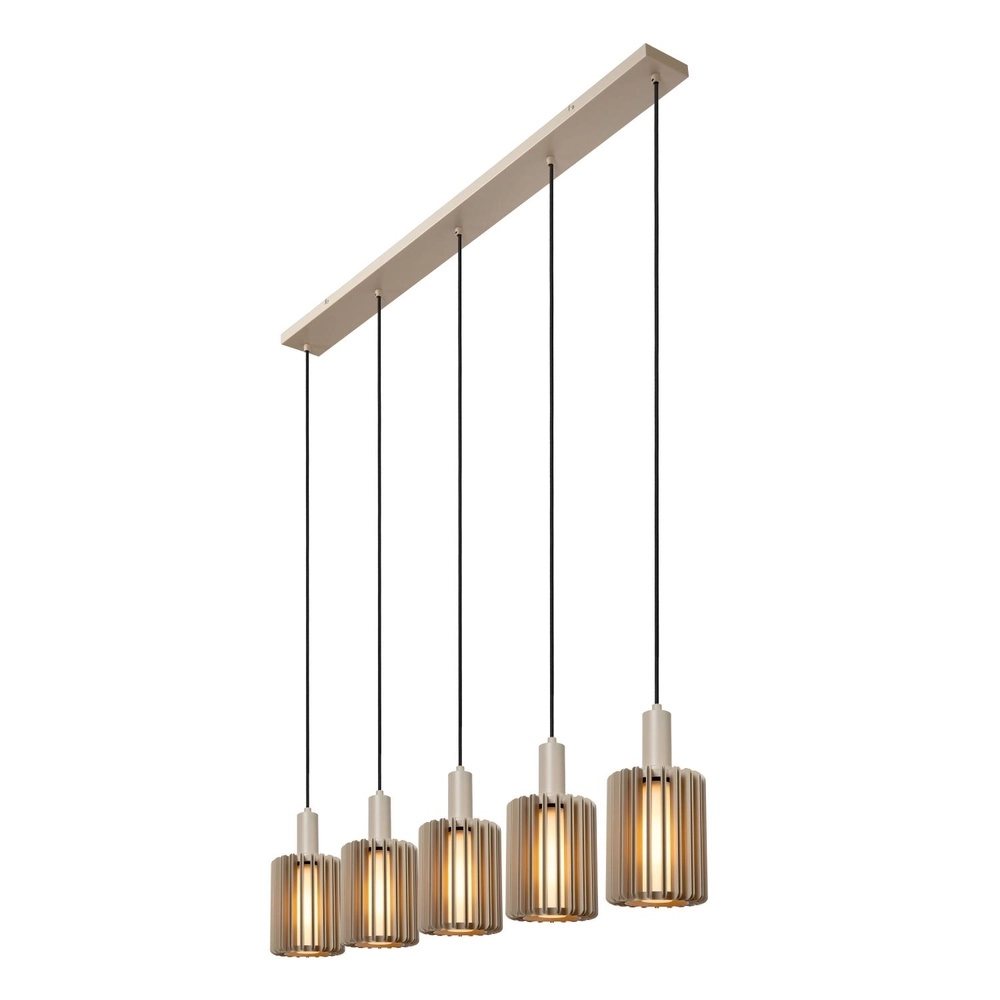 5-light pendant lamp Lambres straight taupe Lucide 5411212452979