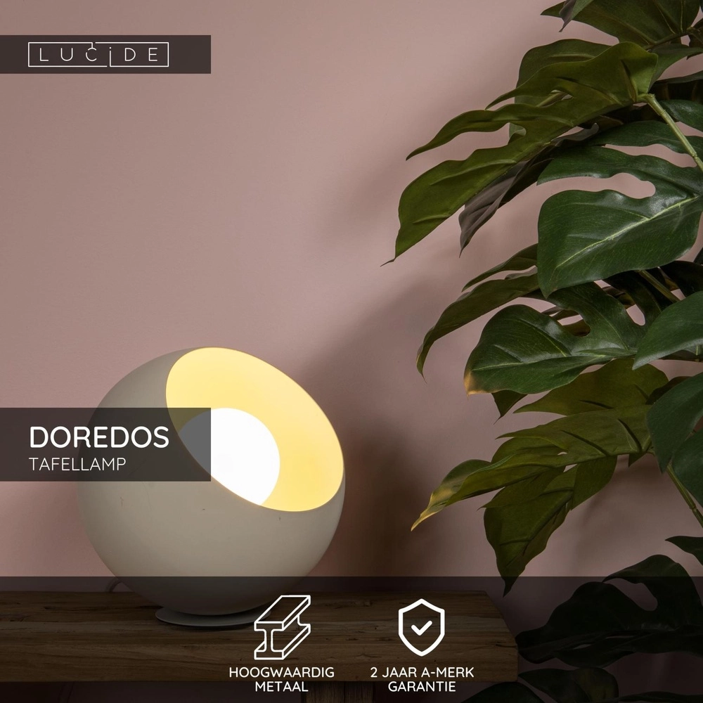 Table lamp Doredos Ø 20cm sand brown Lucide 5411212510037