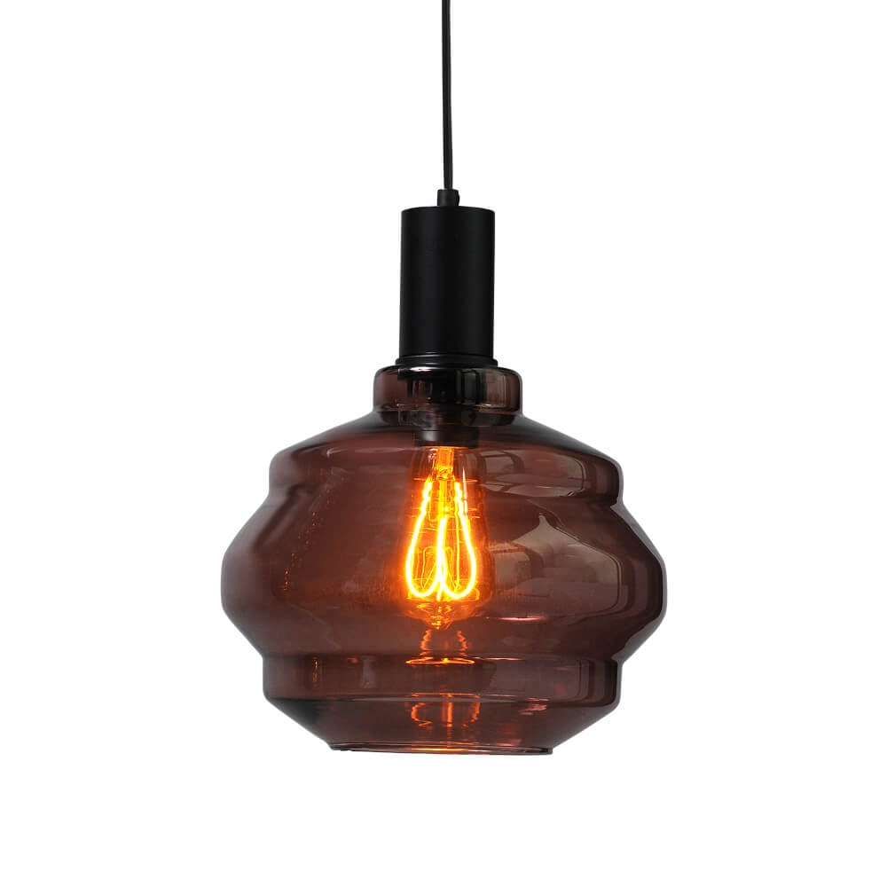 Hanging lamp black Porto with Ball red glass - Ø 24cm