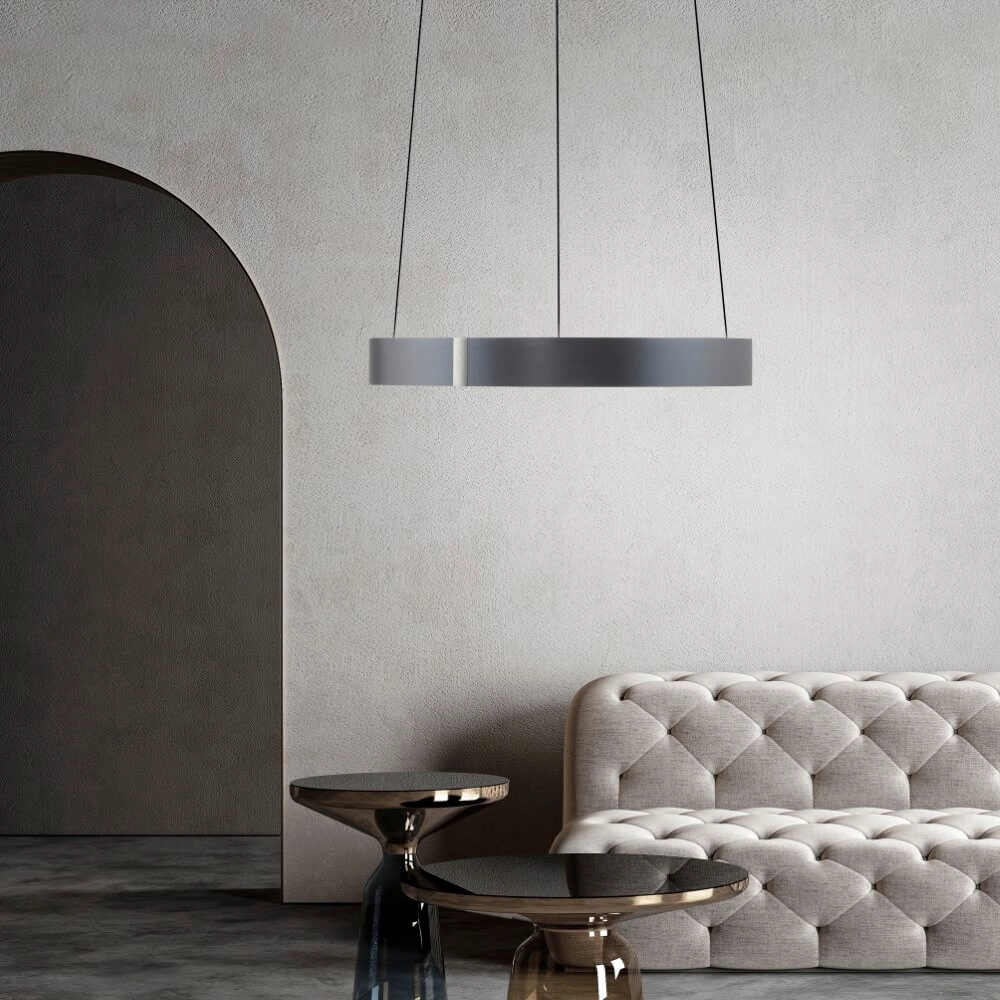 Round hanging lamp Pure E-Clipse gray Ø 50cm Paul Neuhaus 4012248372319