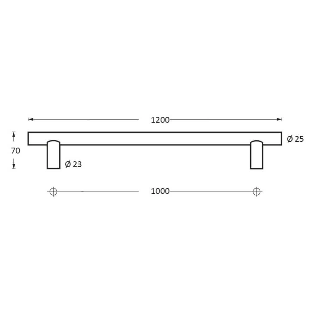 Door handle T-shape Gripon 120x7cm Stainless Steel Intersteel 8714186334249