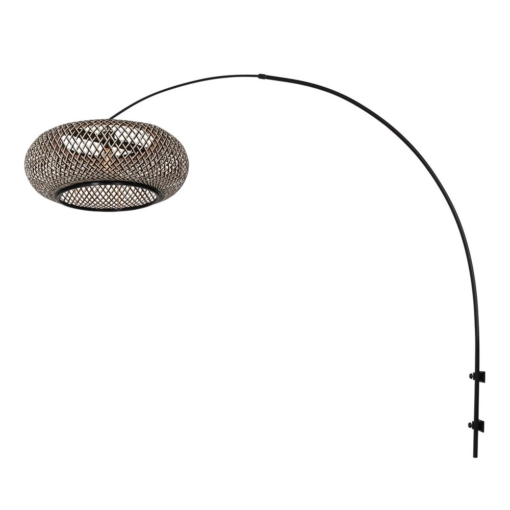 Wall lamp arch Sparkled Light Black and rattan hood Steinhauer 8712746181999