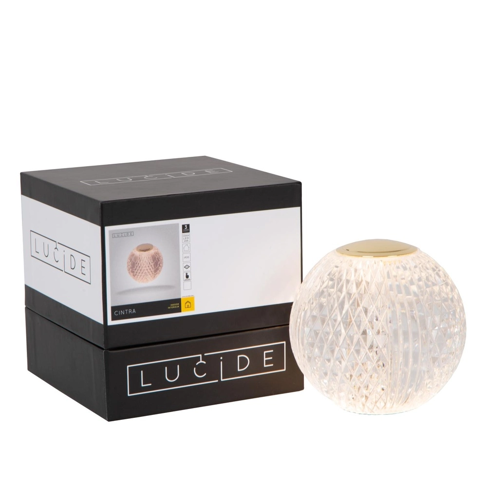Golden table lamp Cintra rechargeable Ø 9cm - 2700K Lucide 5411212134486