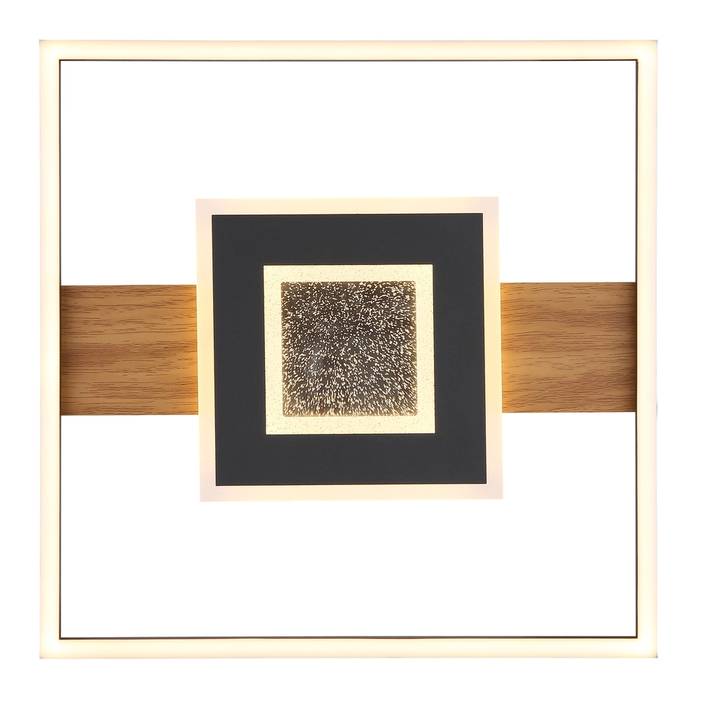 Sleek ceiling lamp Pikara black with wood Globo 9007371465712