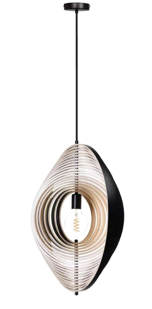 Desing pendant lamp Woody black with wood Ø 59cm ETH 8720195307549