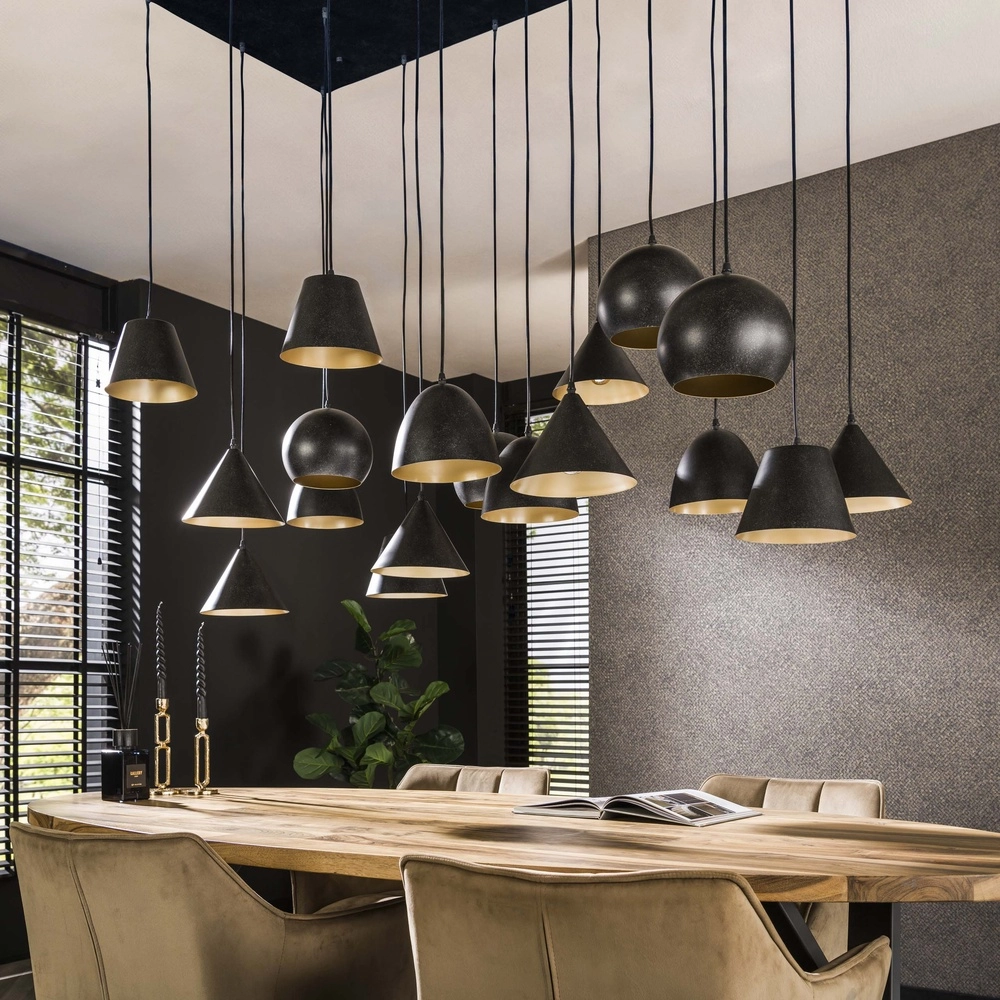 XXL pendant lamp Metal 18-light - black Lyora 8716803512313