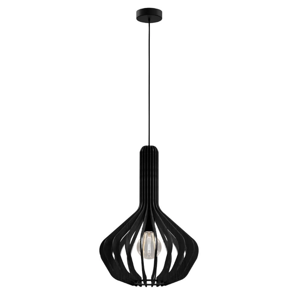 Black wooden hanging lamp Velasco Ø 38cm