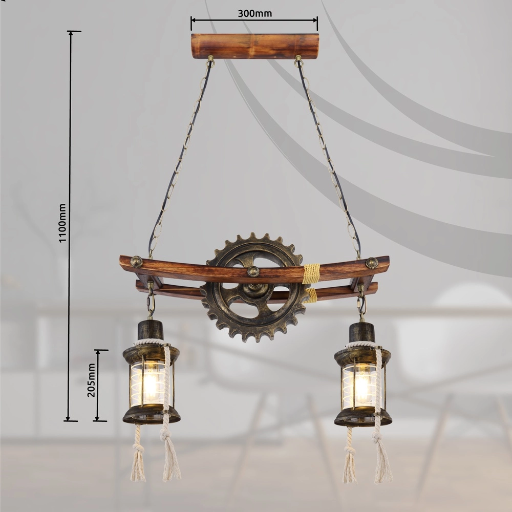 Industrial pendant lamp Abella 2-light Globo 9007371407392