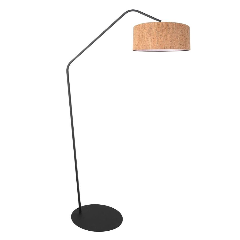 Black floor lamp Zig-Zag with cork cap Ø50cm