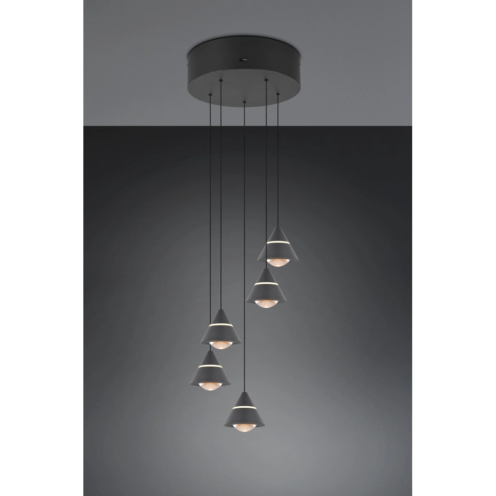 Design pendant lamp Romeo 5-light black Trio 4017807667806
