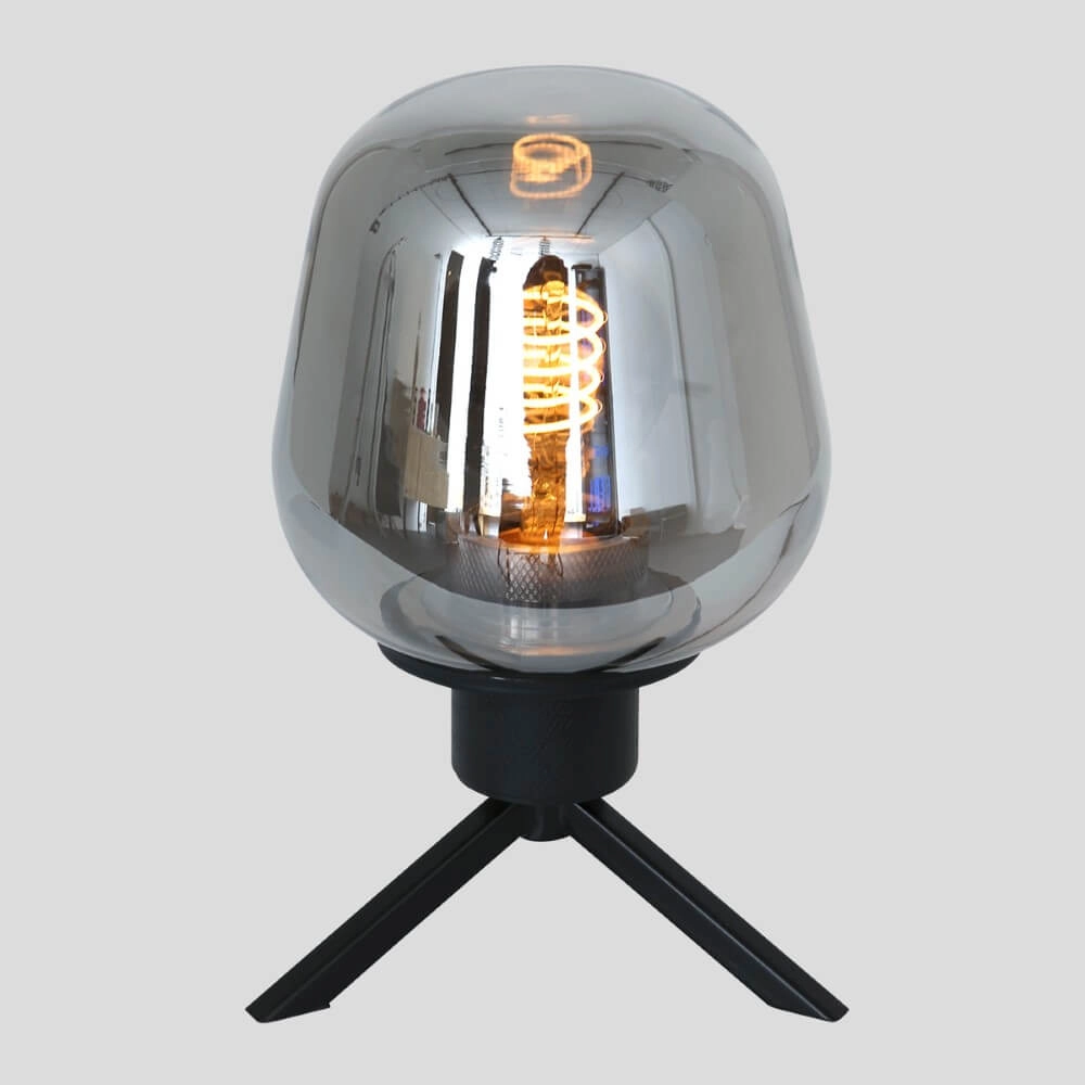 Glass table lamp Reflexion 14cm black with smoke glass Steinhauer 8712746132625