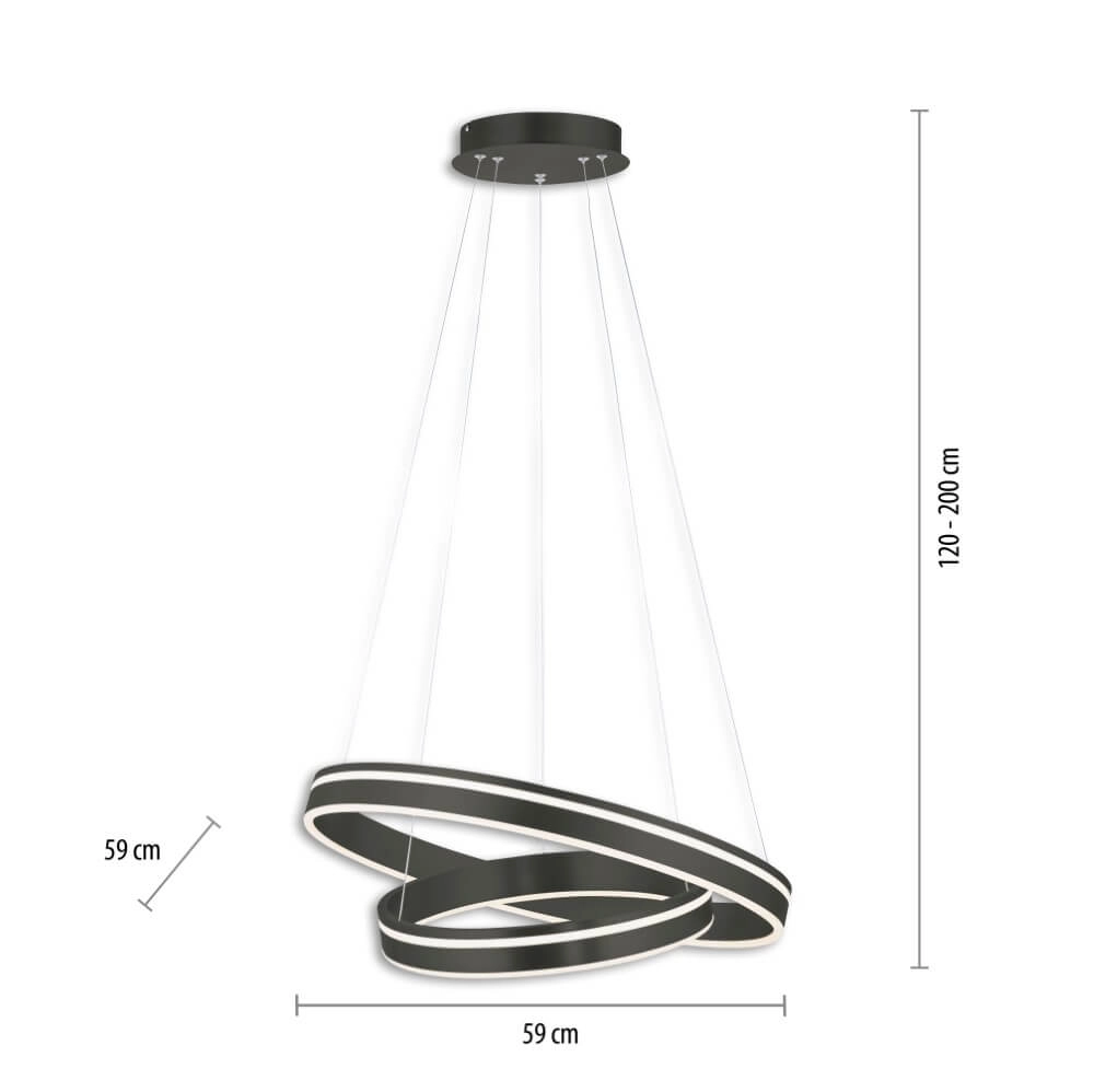 Pendant lamp Q-Vito Ø 59cm anthracite Paul Neuhaus 4012248367445