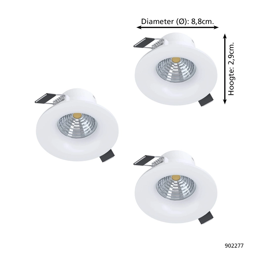 Set of 3 recessed spotlights Saliceto white Ø 8.8cm - 4.8W Eglo 9008606358786