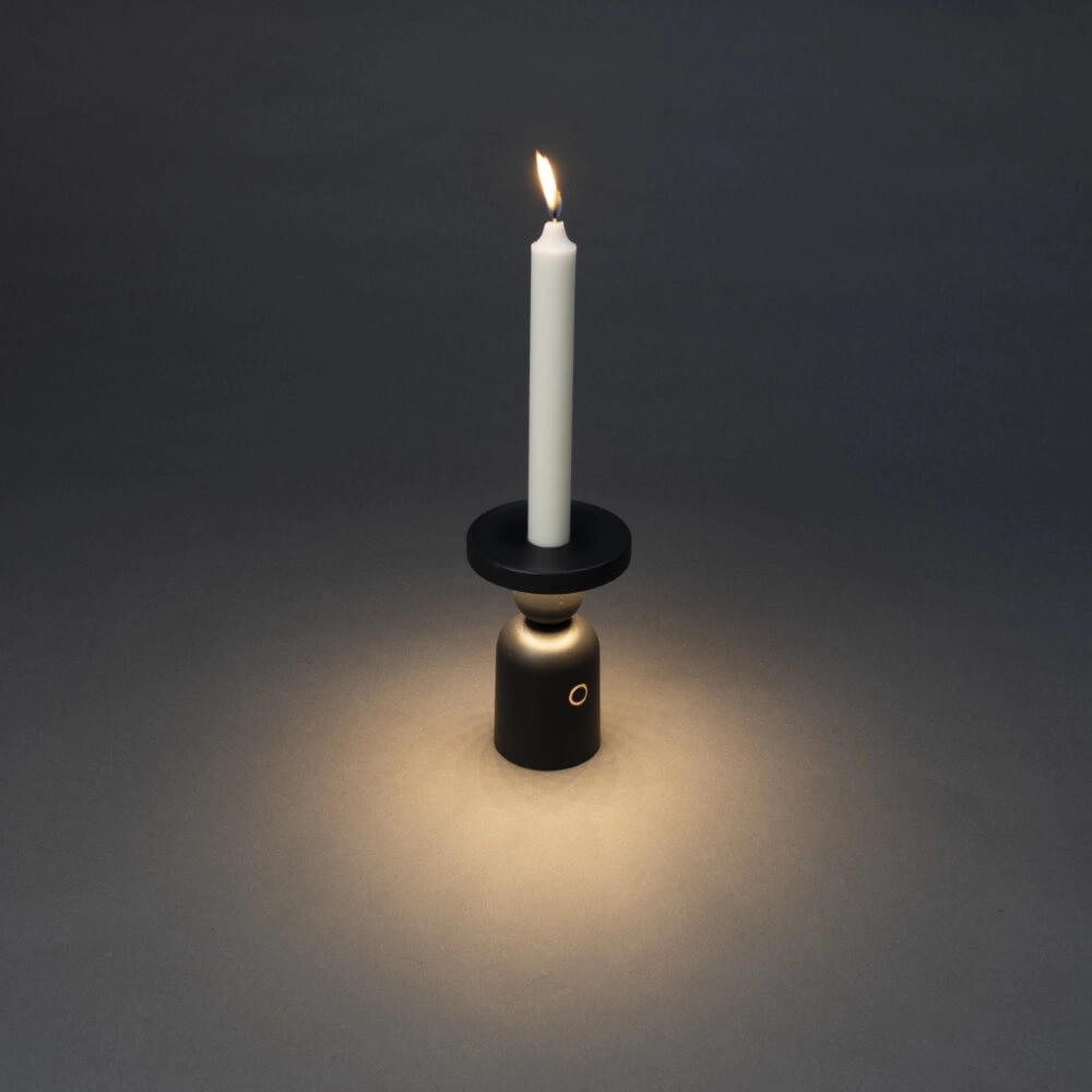 Rechargeable table lamp Nantes Black for candle holder KonstSmide 7318307833751