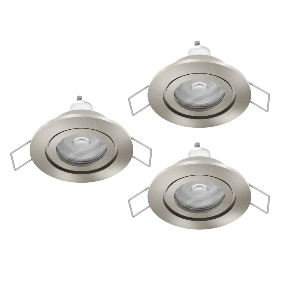 Set of 3 recessed spotlights Barranco nickel Ø 8.4cm IP44 - 4000K