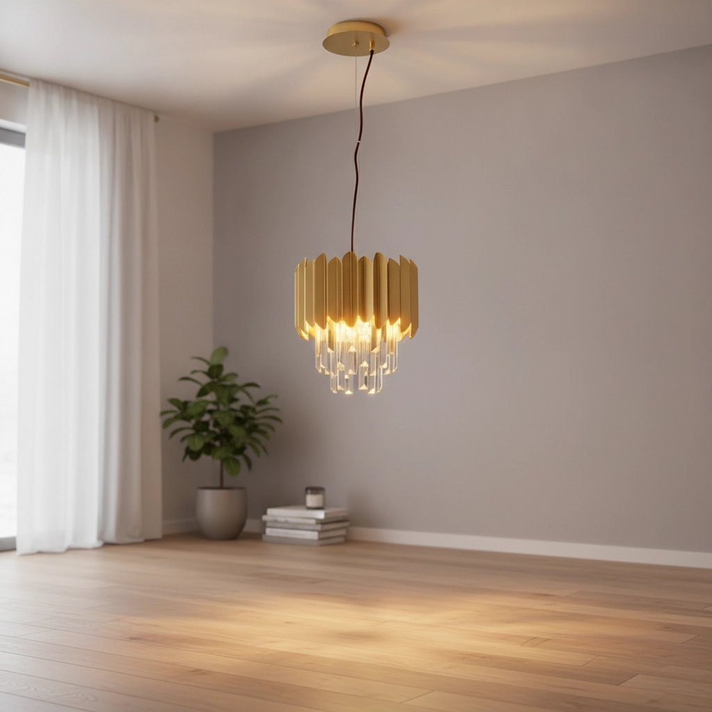 Pendant lamp Magnolia gold and crystal Ø 25cm