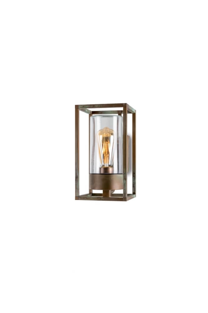 Country wall lamp Cubic3 aged brass