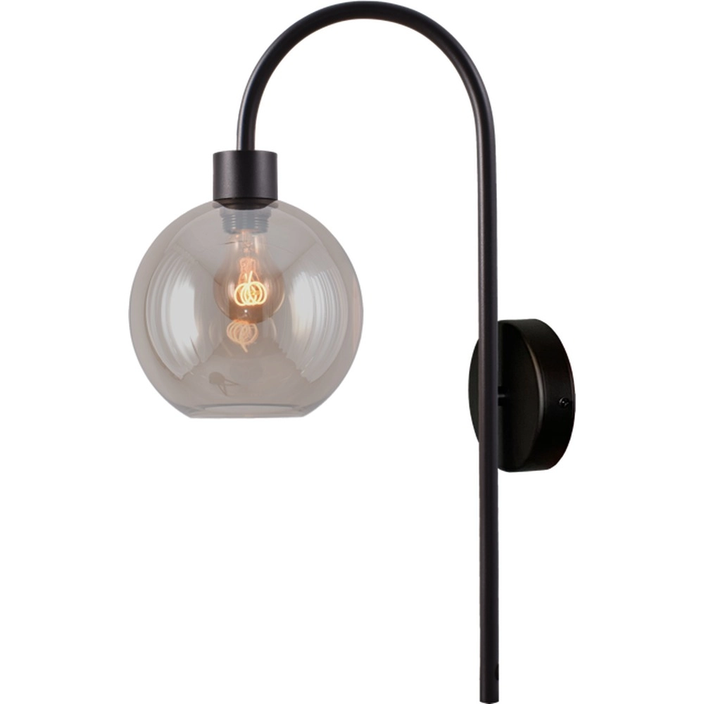 Wall lamp Lazise black with amber glass 61cm