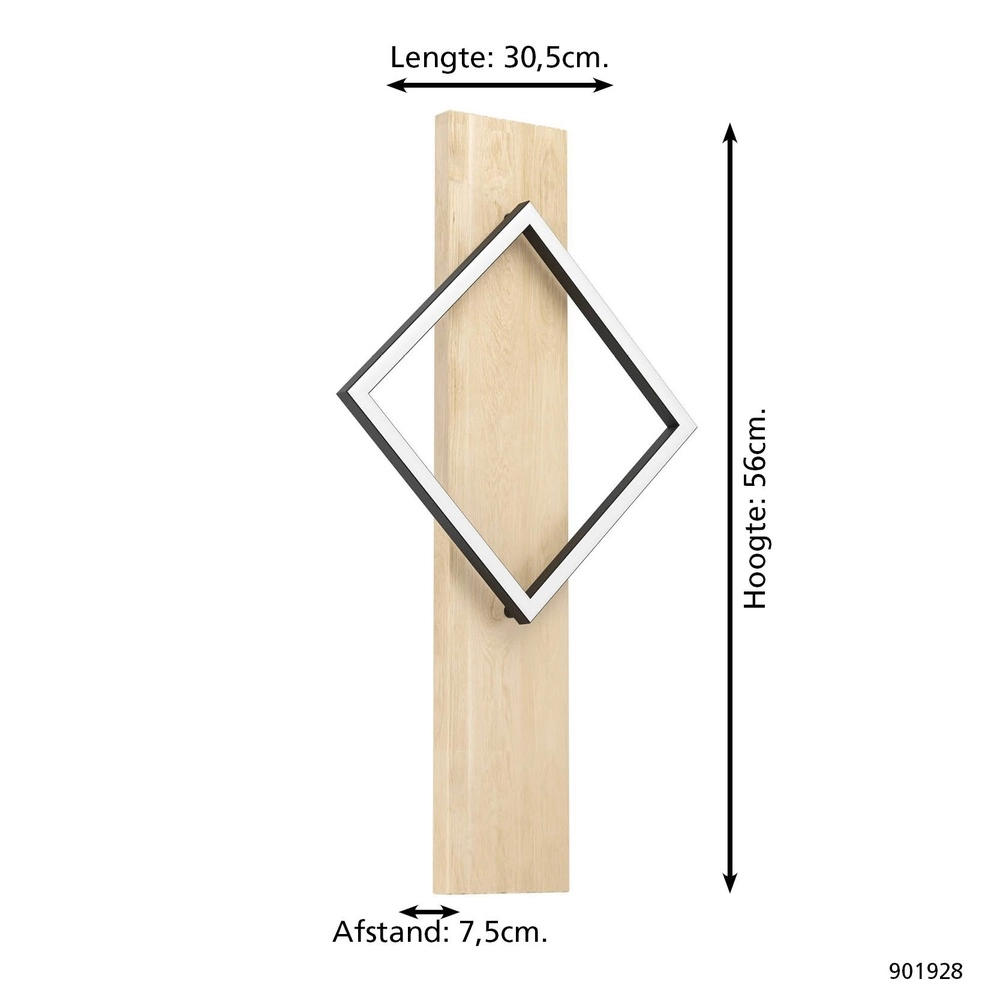 Design wall lamp Boyal black with wood Eglo 9008606351893