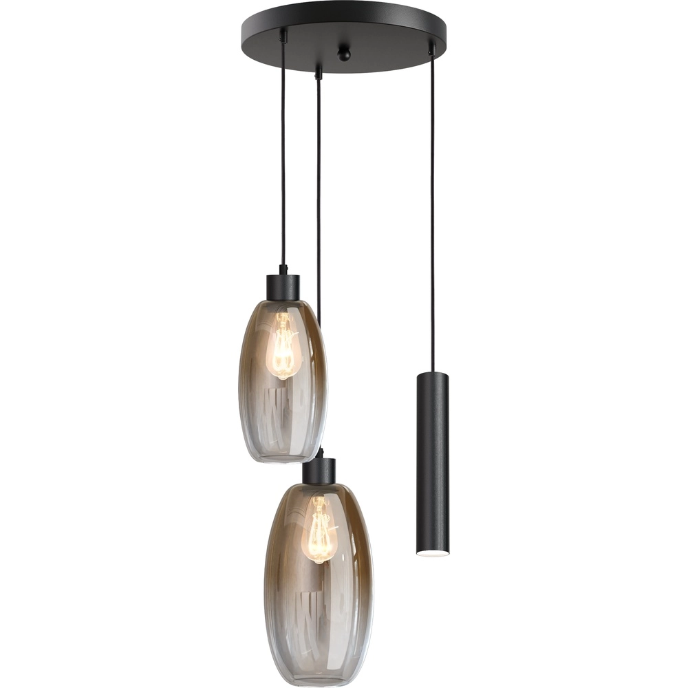 Vide pendant lamp Olive 2x glass - 1x Run - black - Ø35cm