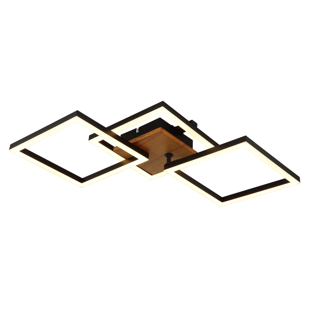 Ceiling lamp Kerry black with wood look