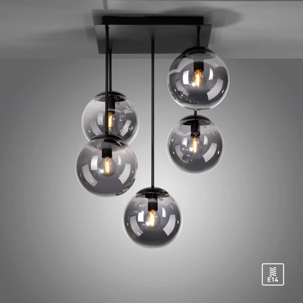 5-light ceiling lamp Big Widow black Just Light 4043689988371