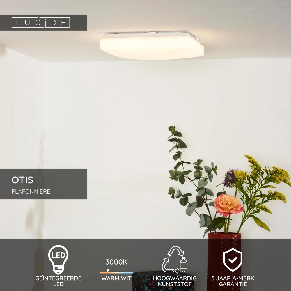 Square ceiling light Otis 28cm white Lucide 5411212791344