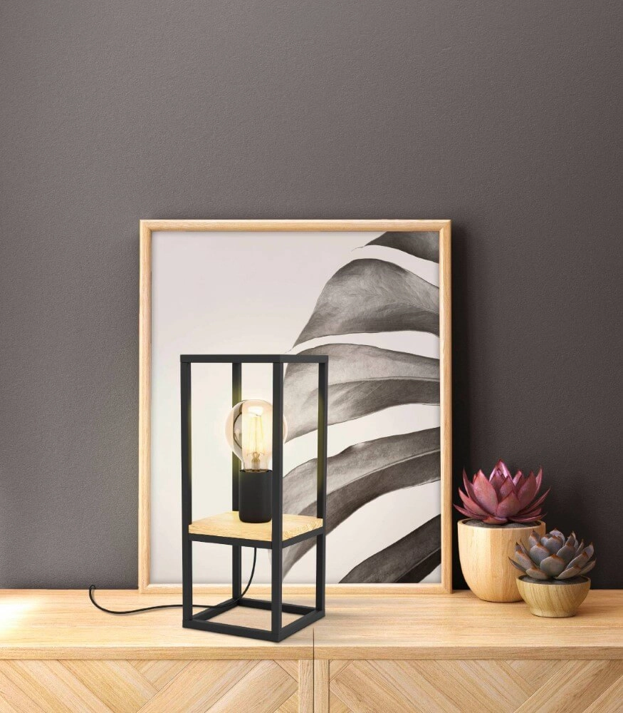 Table lamp Libertad black with wood Eglo 9002759997977