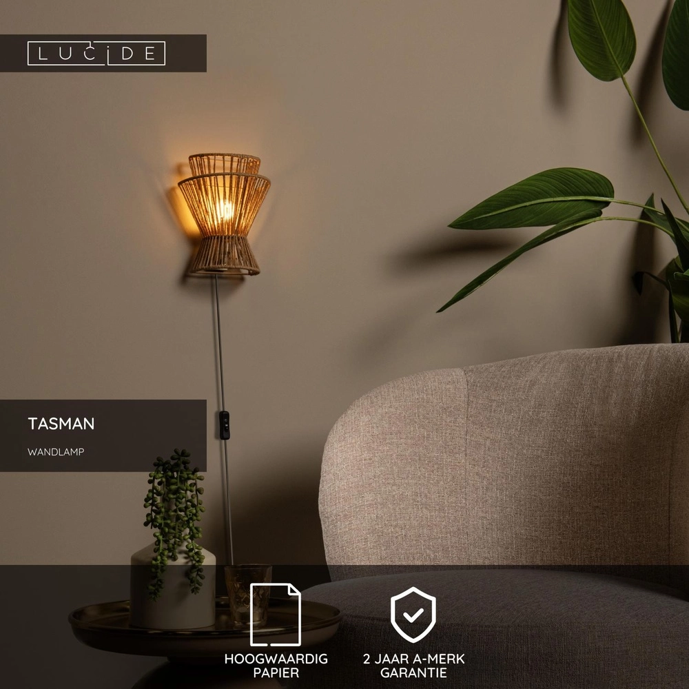 Wall lamp Tasman Rattan Lucide 5411212105981