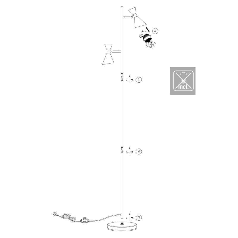 Design floor lamp Preto black with gold Steinhauer 8712746176315