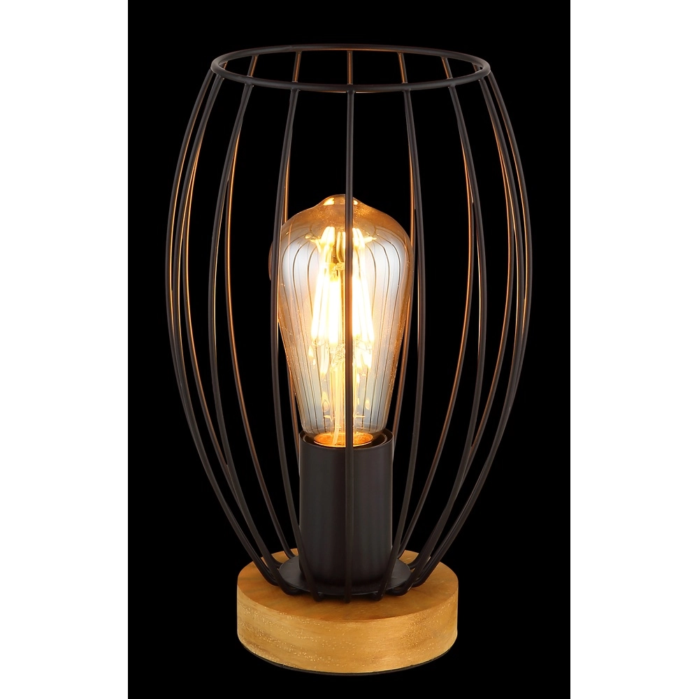 Table lamp Berti wood with black Globo 9007371583324