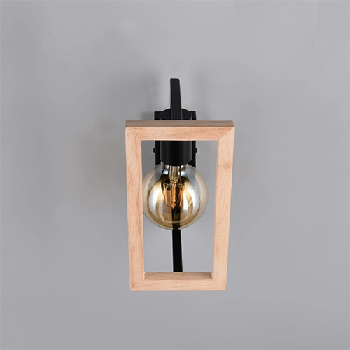Design wall lamp Bano black with wood Trio 4017807670899